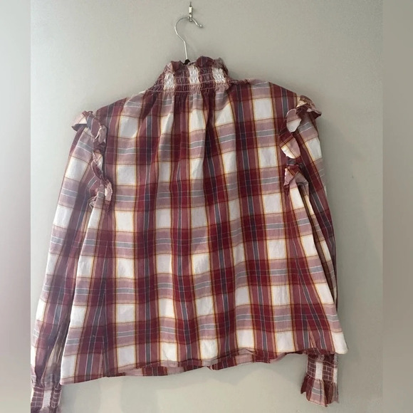 Something Navy - Jamie Ruffle Sleeve Plaid Button Up XS M0341 - Picture 5 of 12